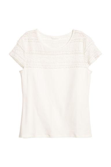 H & M - Top In Pizzo - Bianco