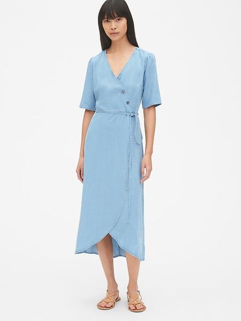 gap side button wrap dress