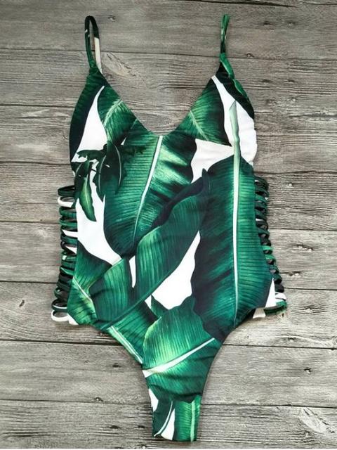 Cut Out Palm Tree One-piece Swimwear