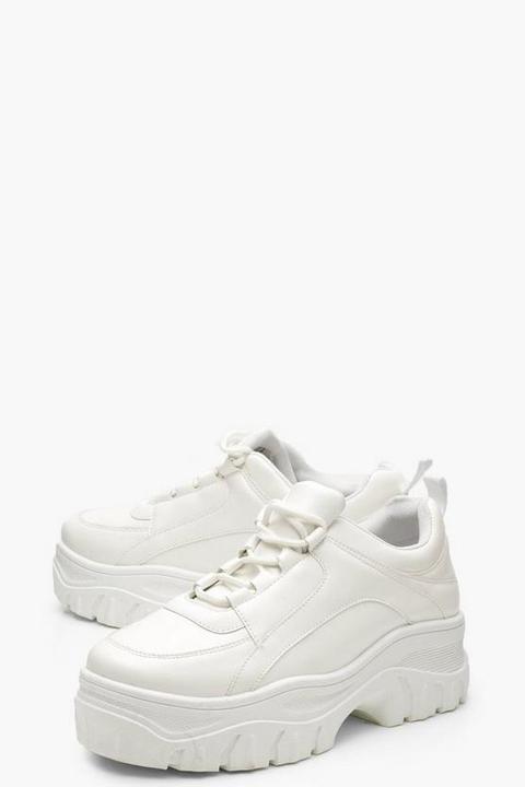chunky platform lace up trainers