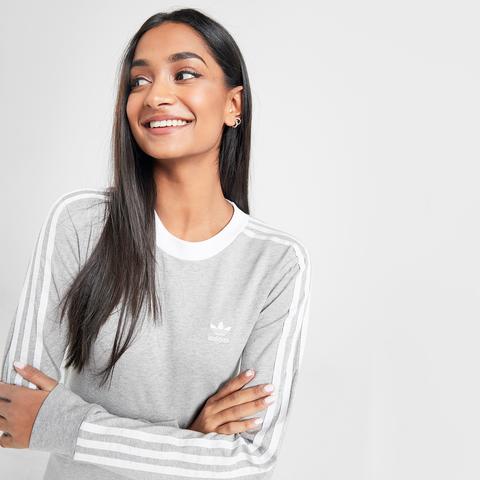 Adidas Originals 3-stripes Long Sleeve California - Medium Grey Heather - Womens from Jd Sports on Buttons