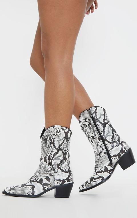 Snake Stitch Detail Western Calf Boot