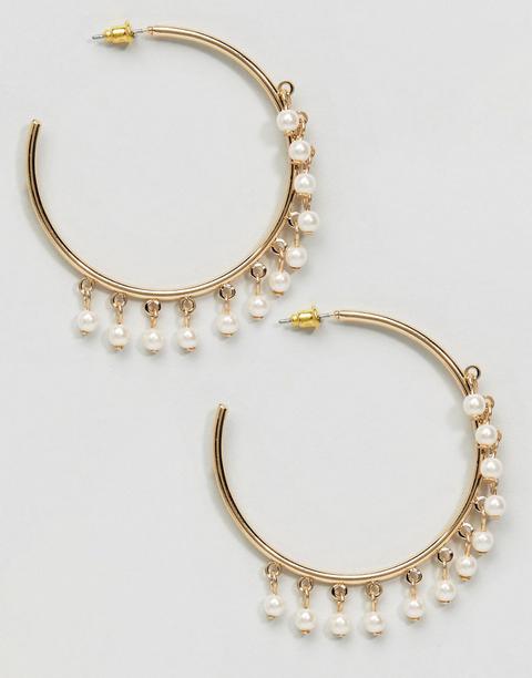 Asos Faux Pearl Hoop Earrings