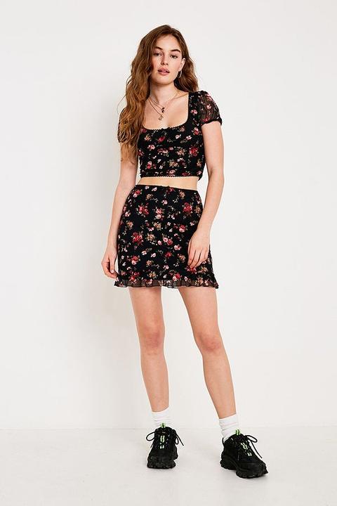 Urban Renewal Remnants Mini Floral Mesh Skirt