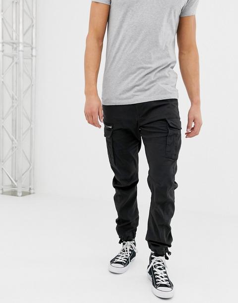 Jack & Jones – Schmal Geschnittene Cargohose In Schwarz