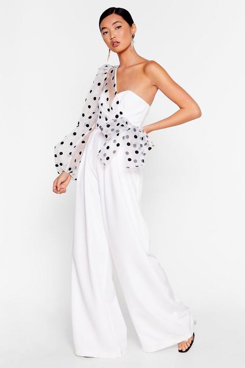 Womens Catch A Chill Organza Polka Dot Jumpsuit