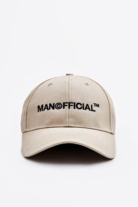 Mens Beige Man Official Embroidered Cap, Beige