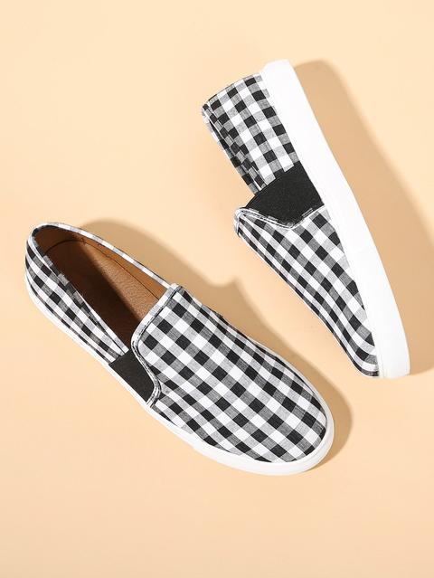 Sneakers Basse Con Stampa A Quadri