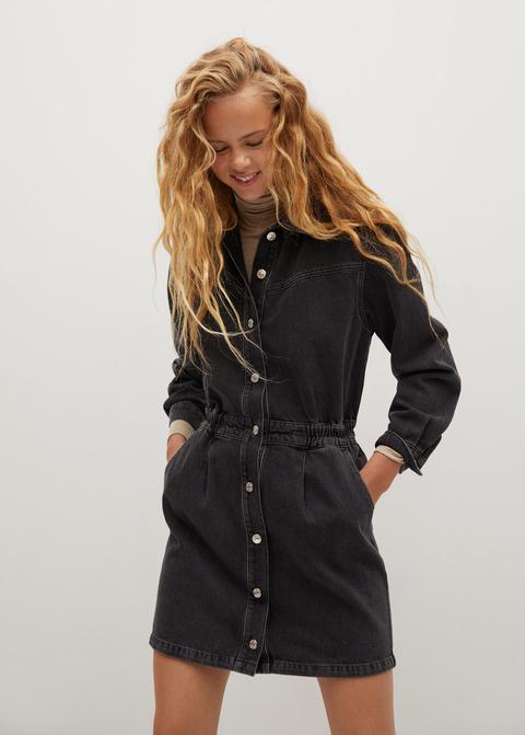 Vestido Denim Cintura Elástica