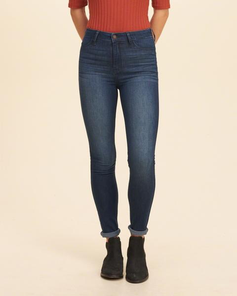 Jeggings De Denim De Tiro Alto Hollister