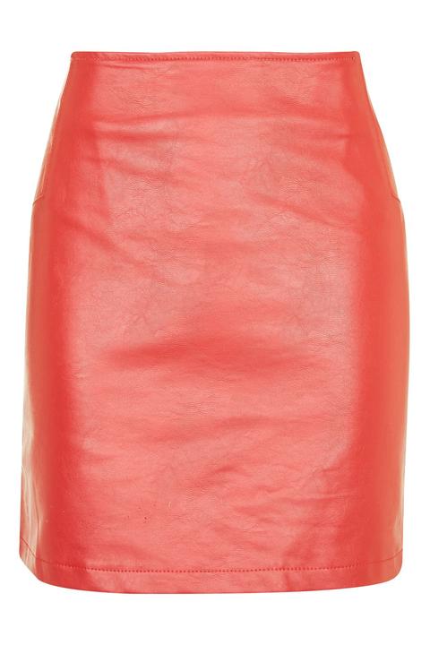 **janice Red Faux Leather Skirt By Wyldr