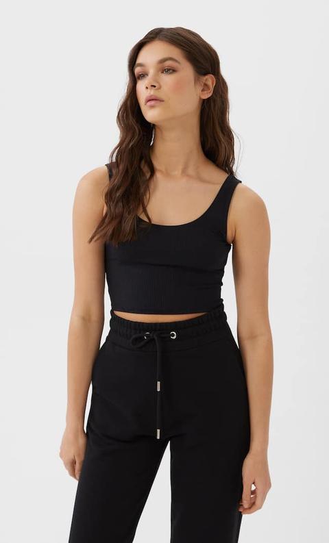 Stradivarius Maglietta Cropped Bretelle Femminile Nero M