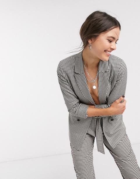 Bershka Check Blazer Co-ord In Monochrome-multi