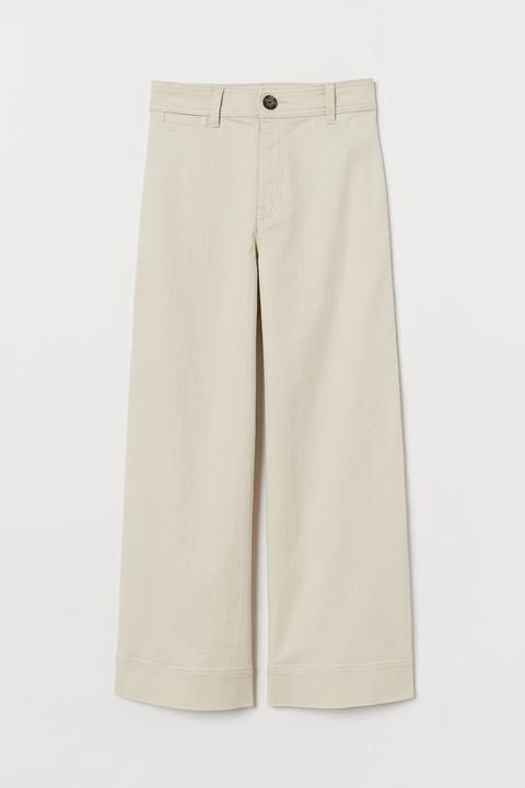 Twill Trousers High Waist - White