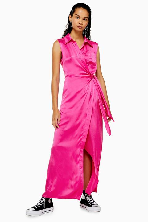 topshop pink silk dress
