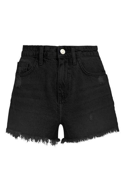 Pantalón Corto Negro De Talle Alto