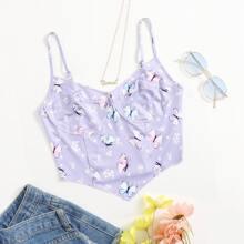 Top De Tirantes Pañuelo Con Estampado De Mariposa