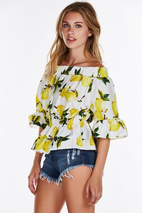 Lemon Drop Off Shoulder Top