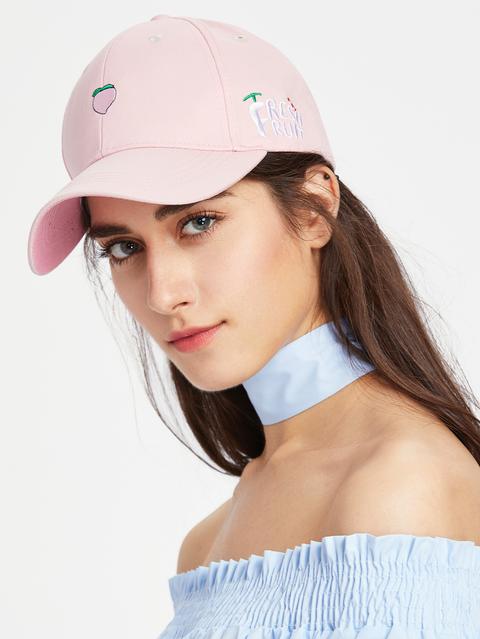 Peach Embroidery Baseball Cap