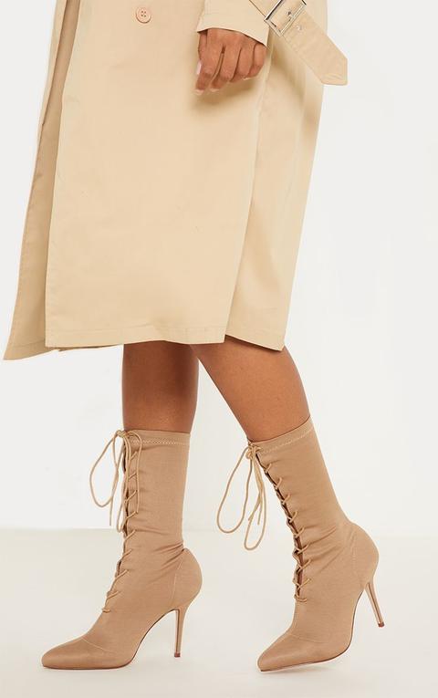 Nude lace hot sale up boots