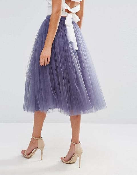 little mistress tulle midi prom skirt in mink
