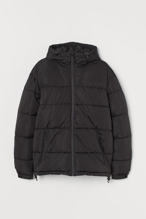 Hooded Puffer Jacket - Black