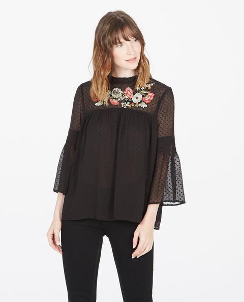 Blusa In Plumetis Ricamata