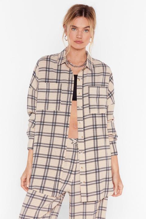 Womens Check Oversized Longline Shirt