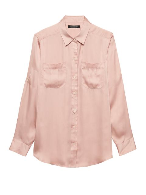 Petite Dillon Classic-fit Soft Satin Utility Shirt