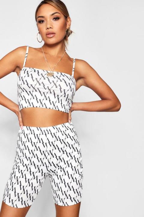 Diagonal Repeat Print Square Neck Bralet