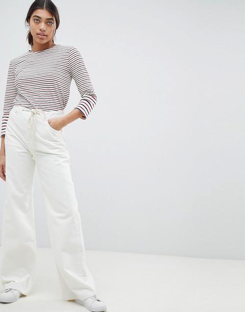 Asos Design Skater Jeans In Aged White With Rope Belt