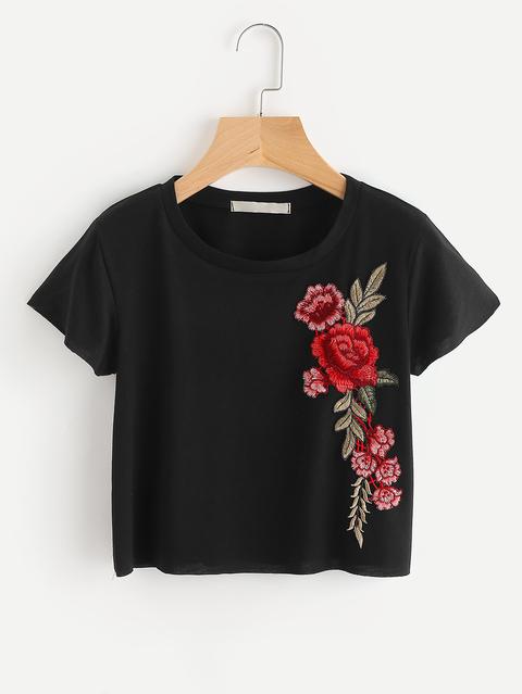 T-shirt Con Applique Ricamato