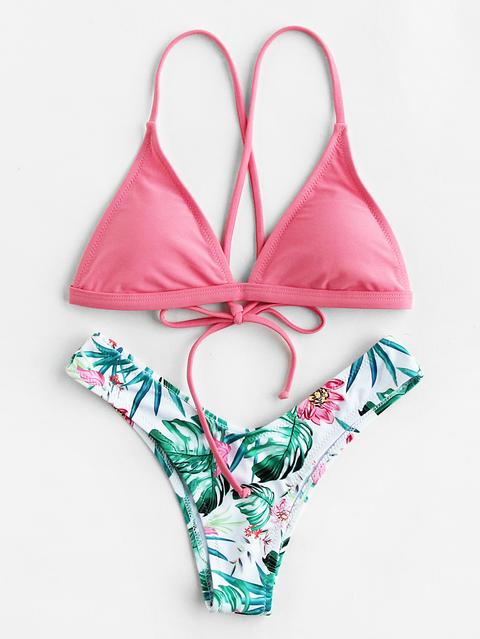 Set Di Bikini Con Stampa Tropicale