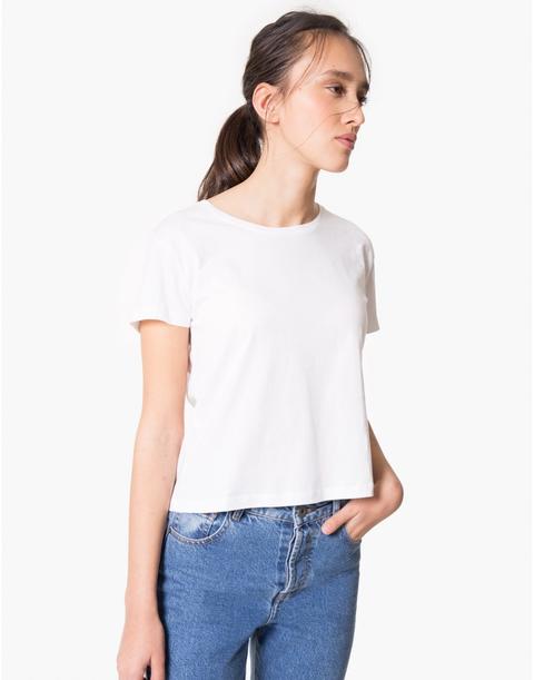 Camiseta Algodon Manga Corta Lisa Blanco