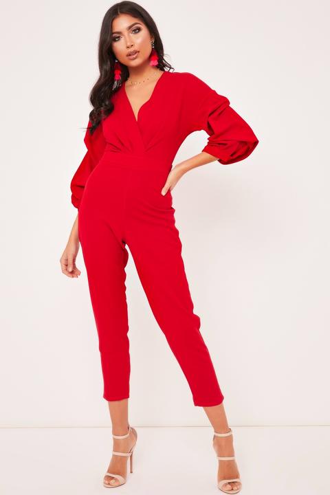 Amelia Red Ruffle Sleeve Jumpsuit