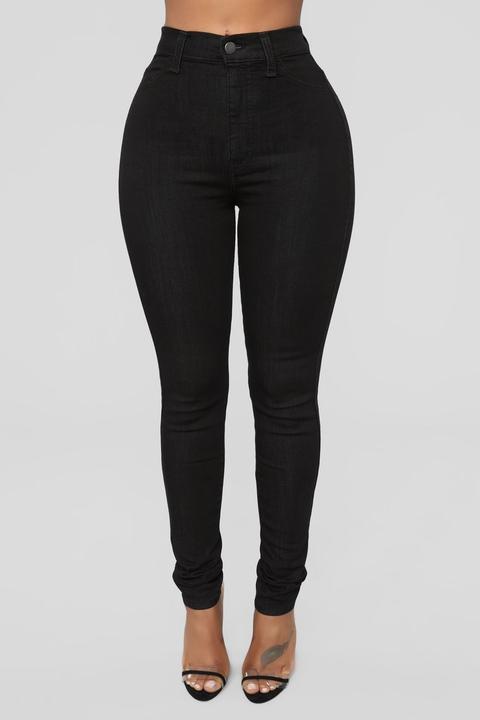 Classic High Waist Skinny Jeans - Black