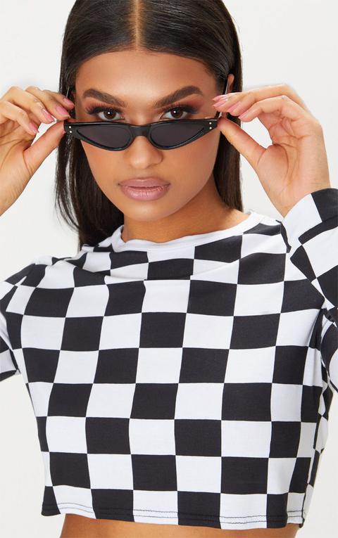 Black Small Cat Eye Skinny Sunglasses