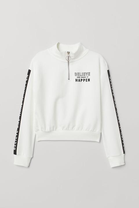 H & M - Sudadera Corte Cuadrado - Blanco