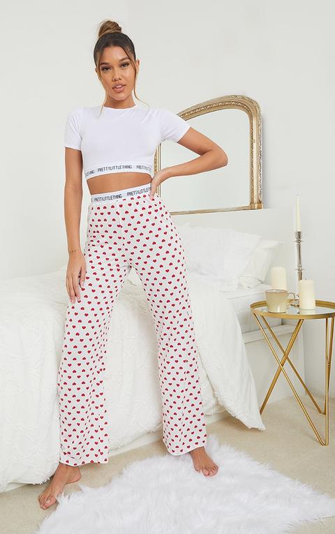 Prettylittlething Heart Print Trouser Pj Set