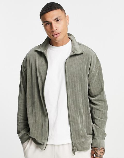 Weekday Elias Velour Sweatshirt In Grey