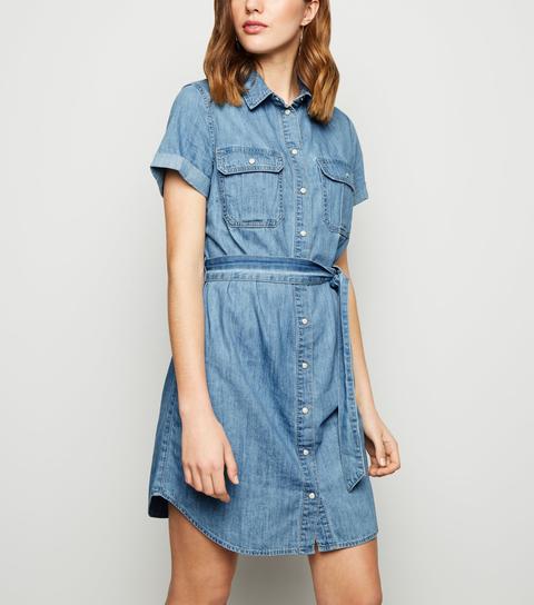 short sleeve denim shirt dress