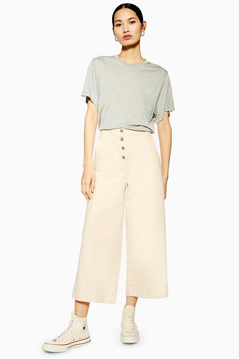 Womens **button Crop Jeans By Topshop Boutique - Peach, Peach