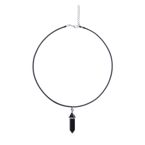 Collana Faux Pendente Della Pietra Preziosa Nera