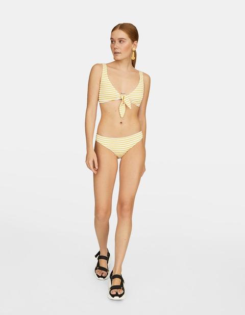 Slip Bikini A Righe Giallo