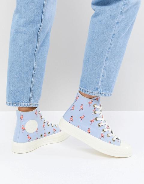 Converse - Chuck Taylor All Star '70 - Sneakers Alte Blu Con Fenicotteri Ricamati - Blu