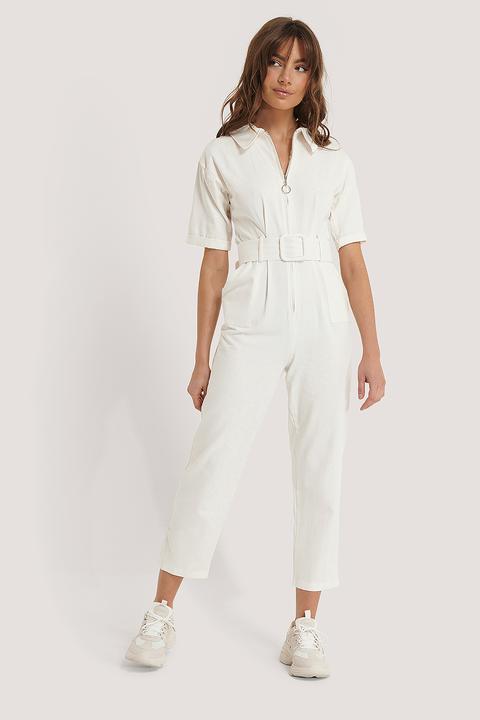 Belted Zipper Jumpsuit