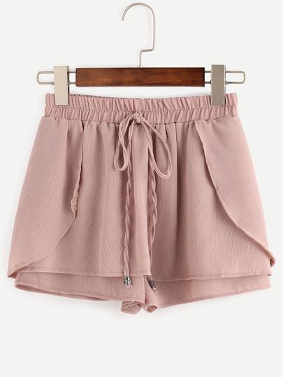 Shorts Cintura Con Cordón Cruzado -rosa