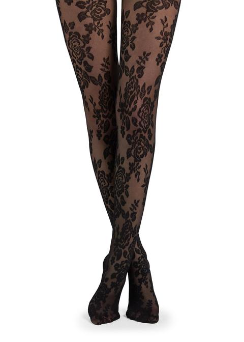 Collants Effet Tulle Motif Fleurs
