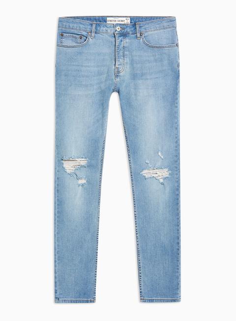 mens blue stretch skinny jeans