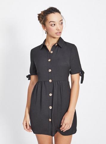 horn button shirt dress